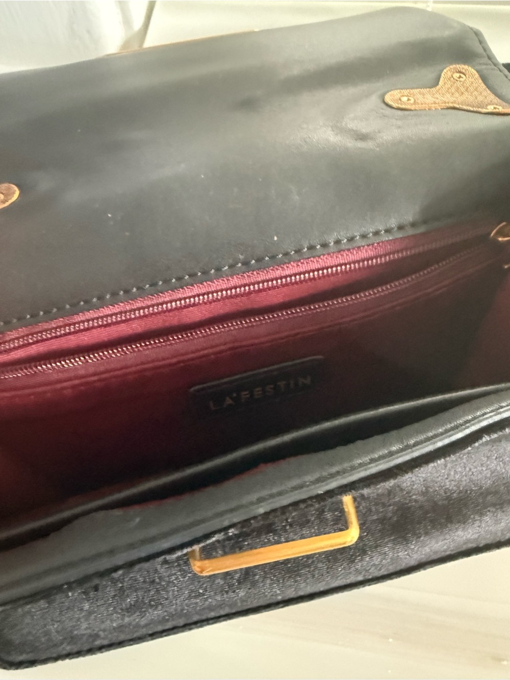 Black Velvet Shoulder Bag with Gold Accents - Picture 8 of 9